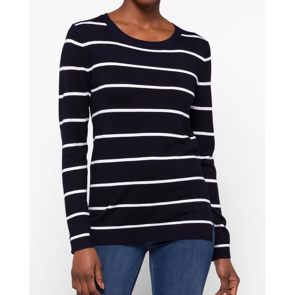 Stitch‎ Fix 41 Hawthorn Aubree Fine Gauge Crewneck Sweater - Navy Stripe - M
